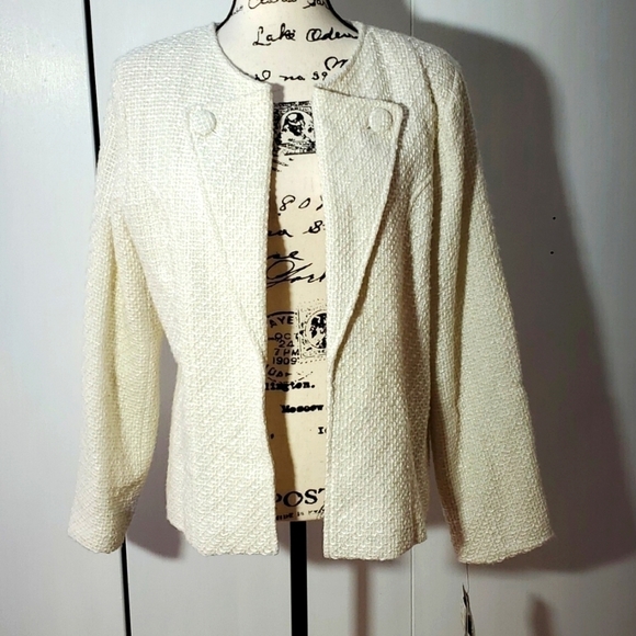 Frenz by Theresa Renz Cream Open Front Suit Coat Blazer Wool Sz.XL - Picture 1 of 6